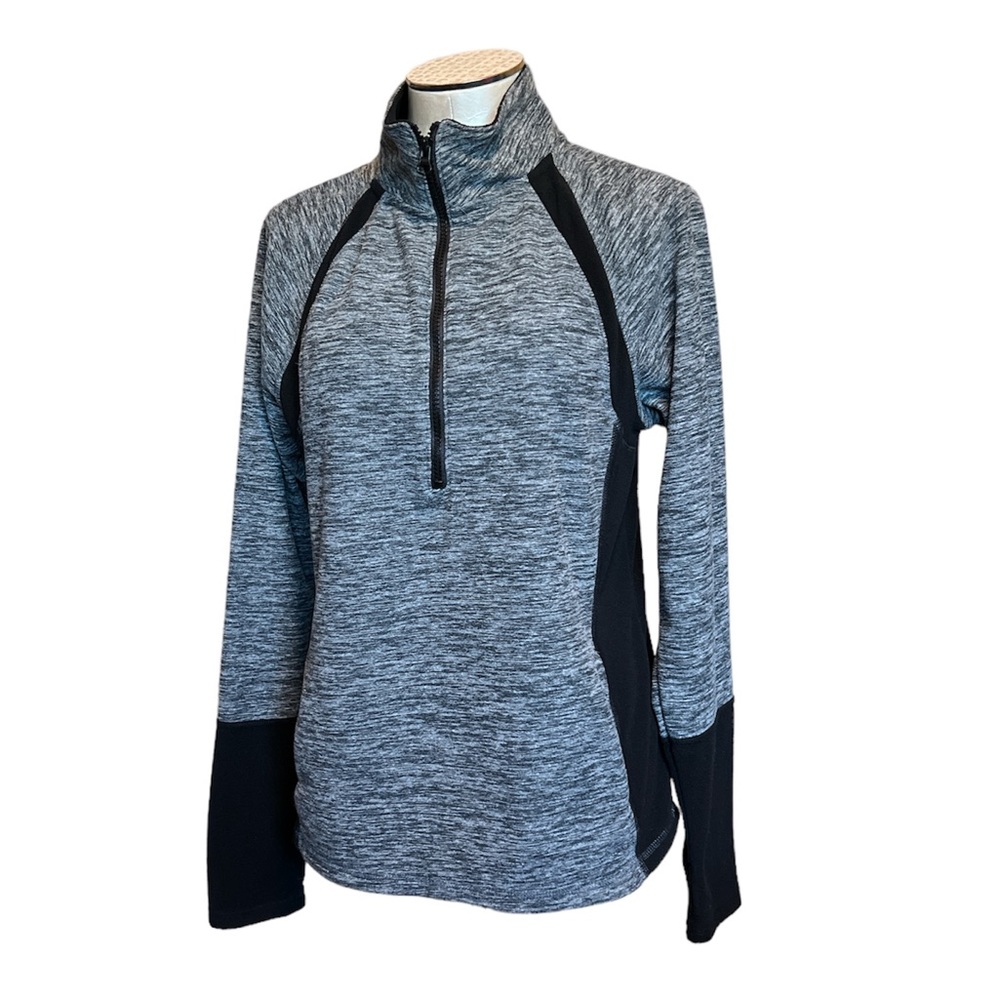 So Women’s fleece pullover half zip gray and black size XL
